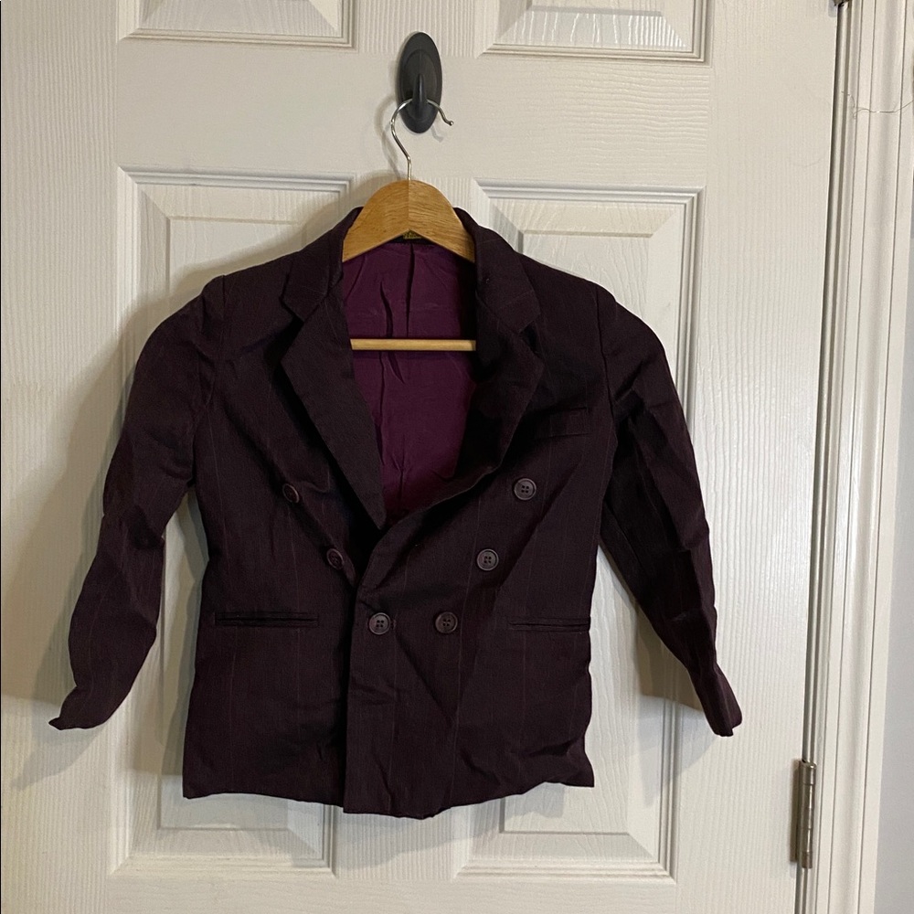 Vintage 90s Reniew Brand Little Boy's Maroon Dress Coat Jacket Size 6R